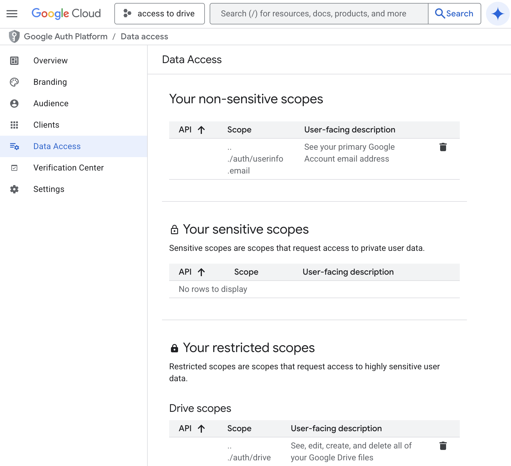 Google Credentials page showing OAuth client ID creation
